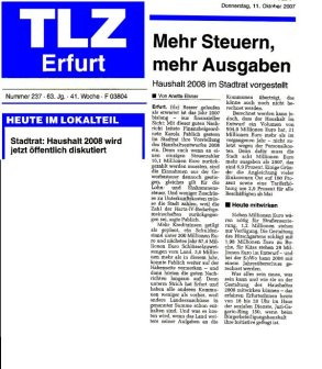 Bürgerbeteiligungshaushalt: TLZ, Anette Elsner, 11.10.2007