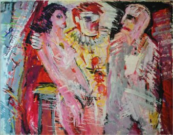 abstraktes Gemälde dreier Personen
