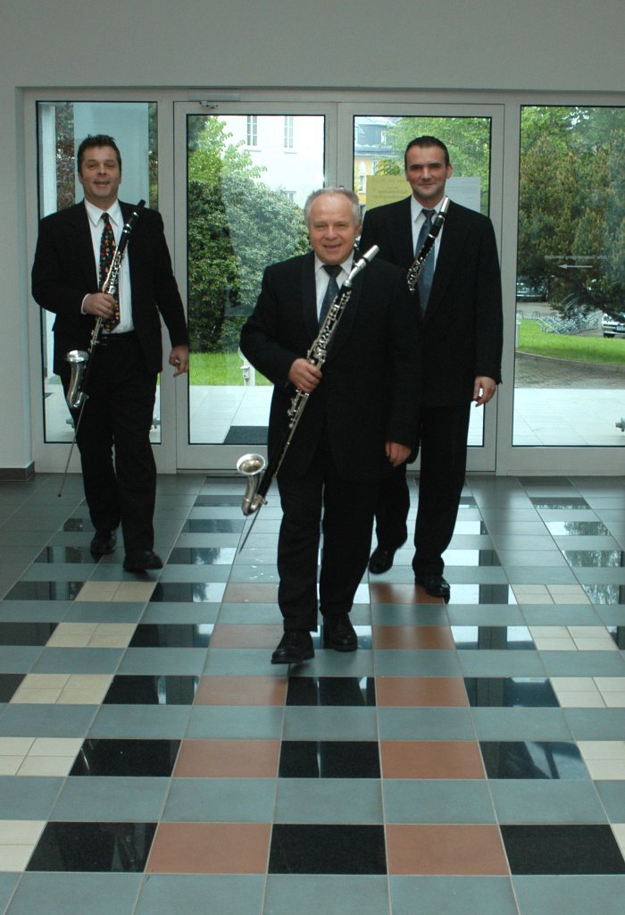 Sächsisches Bassetthorn-Trio Drei Musiker.