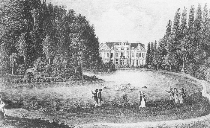 Der See im Herzoglichen Garten zu Molsdorf, 1824 Zeichnung eines Schlossgartens.