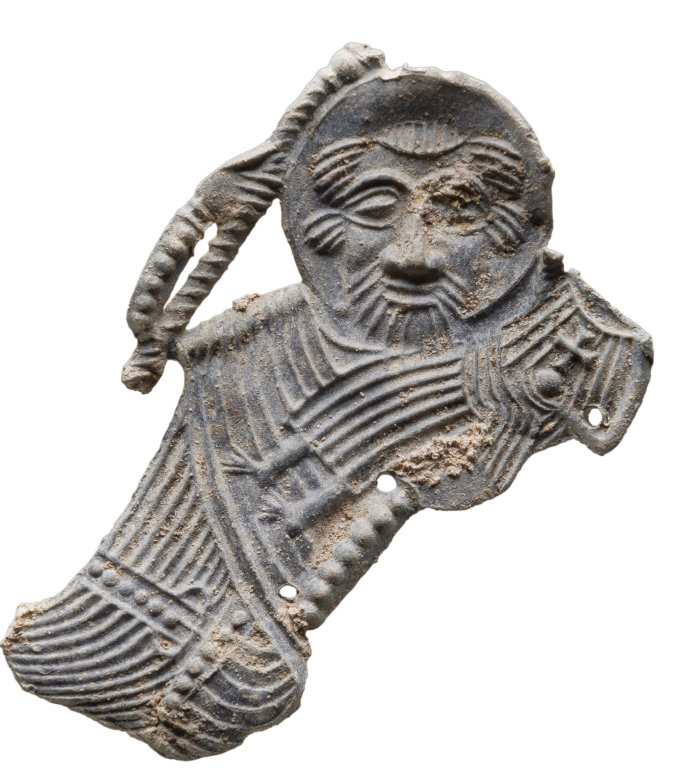 Christophorus mit dem Jesuskind: Pilgerzeichen aus dem 14. Jh. Bruchstück eines Pilgerzeichens