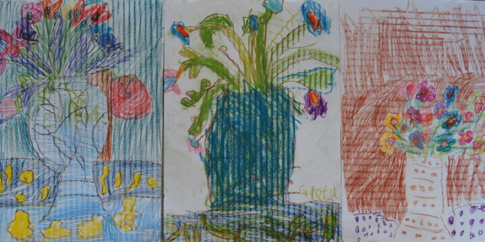Kinderzeichnungen nach Hans Purrmann Verschiedene farbige Zeichnungen