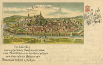 Postkarte mit historischer Stadtansicht.