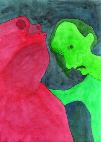 Abstraktes Bild in Rot und Grün