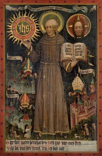 Darstellung eines Mönches in Ordenskleidung und mit Heiligenschein
