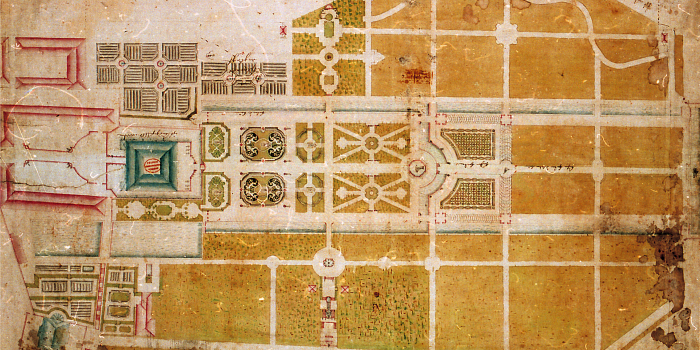 Zeichnung einer historischen Parkanlage