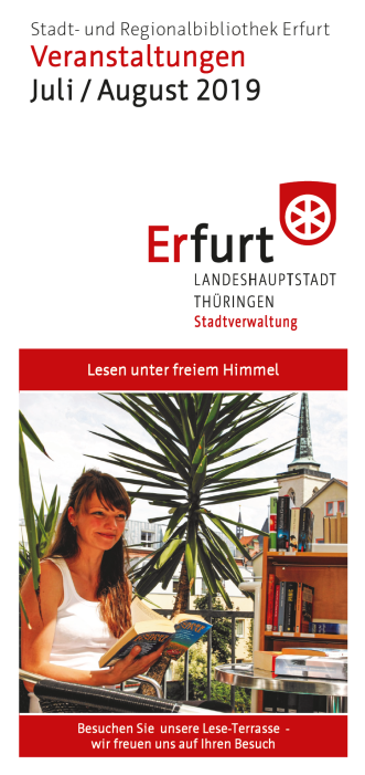 Titelbild des Veranstaltungskalenders der Stadt- und Regionalbibliothek Erfurt Blumenwiese mit Mohn