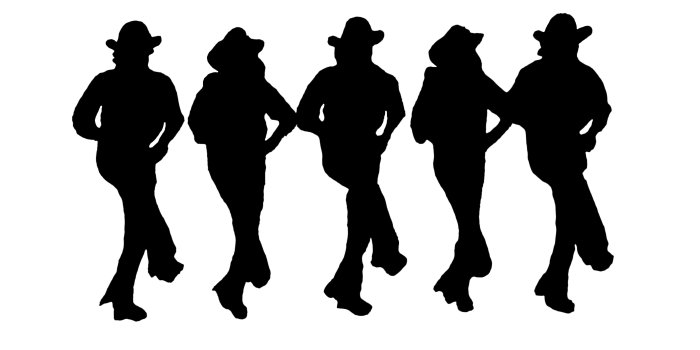 Bild: Country- und Linedance © Stadtverwaltung Erfurt/Grit Kästner Eine schwarz-weiß-Zeichnung von Country- und Linedancer.