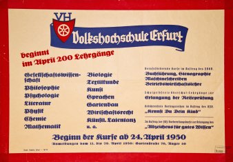 Plakat vom 24.04.1950 Kursankündigungen der Volkshochschule