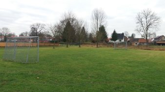 Grasfußballplatz mit zwei Toren