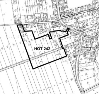 Dargestellt ist der Geltungsbe der Bebauungsplanes HOT242 "Stadtweg" 