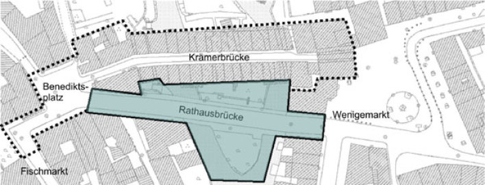 Foto: Plan Geltungsbereich Rathausbrücke © Stadtverwaltung Erfurt Kartendarstellung des Geltungsbereiches