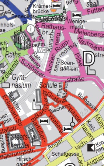 Foto: Ausschnitt Bewohnerparkgebiete © Stadtverwaltung Erfurt Es ist ein Ausschnitt der Bewohnerparkgebiete in Erfurt dargestellt.