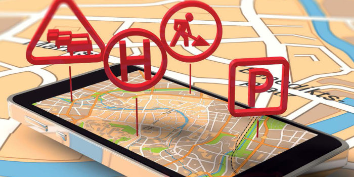 Bild: sMobiliTy App © SmartMobility Thüringen rote symbolische Verkehrszeichen auf Smartphone