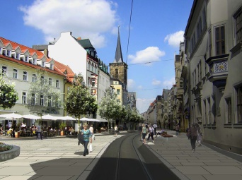 Fotomontage des Angers mit neuem Straßenpflaster.