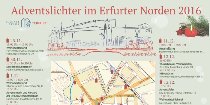 Flyer: Adventslichter im Erfurter Norden 2016 Bildliche Darstellung des Flyers