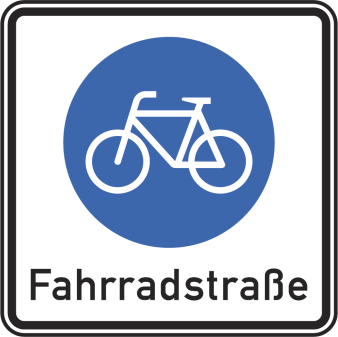 Das Verkehrszeichen, das den Beginn einer Fahrradstraße kennzeichnet.