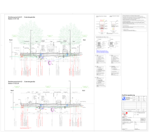 Straßenquerschnitte zur Umgestaltung der Gutenbergstraße Plan zeigt Details zur neuen Aufteilung der Gutenbergstraße.