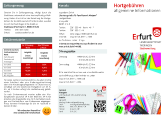 Ein Faltblatt mit Informationen zu Hortgebühren in Einrichtungen der Stadt Erfurt. 