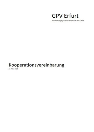 Deckblatt des Kooperationsvertrages über den Gemeindepsychatrischen Verbund Erfurt.