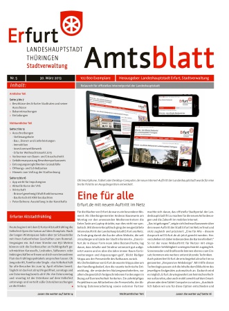 Bildliche Darstellung des Amtsblattes und der Internetauftritt in verschiedenen Anwendermöglichkeiten