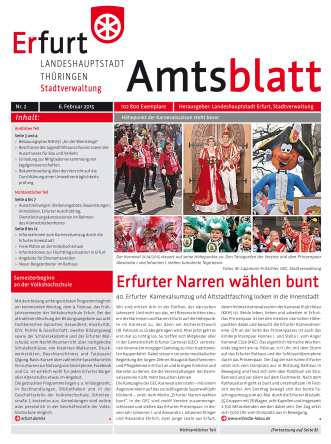 Titelseite des Erfurter Amtsblattes vom 06.02.2015