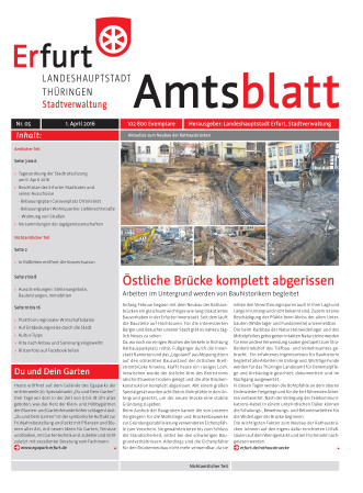 Bildliche Darstellung des Amtsblattes mit einer Fotokollage der Bauarbeiten an der Rathausbrücke