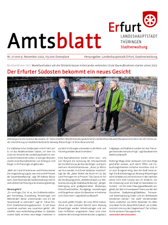 Titelbild Amtsblatt mit einem Foto von Andreas Bausewein, Matthias Bärwolff und Dr. Tobias Knoblich