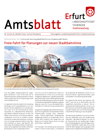Titelbild Amtsblatt mit vier Straßenbahnen