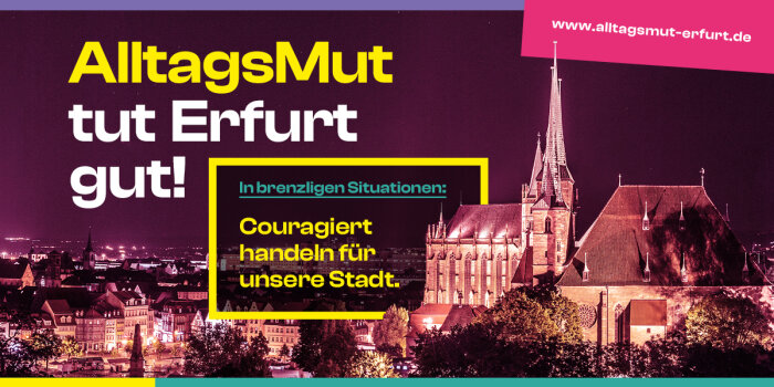 Grafik mit Schriftzug "Alltagsmut tut Erfurt gut"