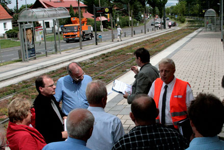 Begrünte Straßenbahntrasse