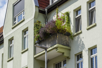 ein üppig bepflanzter Balkon