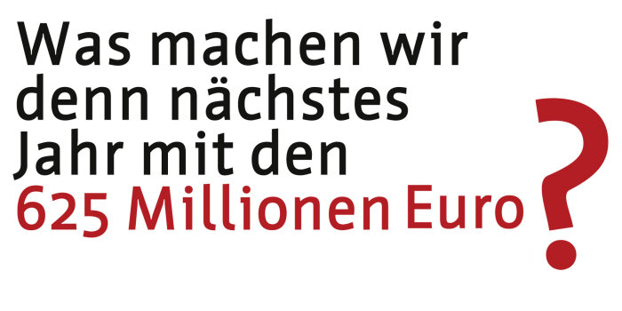 Interner Verweis: Was machen wir denn nächstes Jahr mit den 625 Millionen Euro?