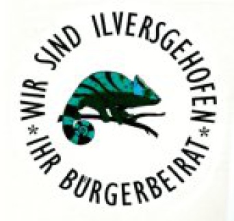 Grafik: Logo Bürgerbeirat Ilversgehofen © Stadtverwaltung Erfurt Chameleon umrundet mit Schrift: Wir wind Ilversgehofen - Ihr Bürgerbeirat