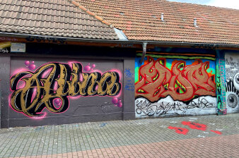 Gaffiti auf Wand