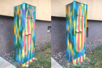 Graffiti-Projekt Medienkästen gestaltet mit Gemüsemotiven