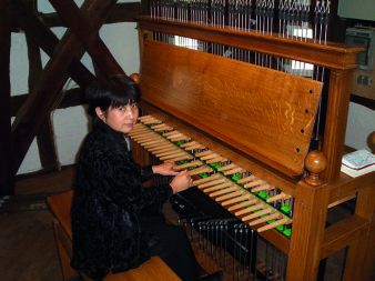Frau an einem Instrument