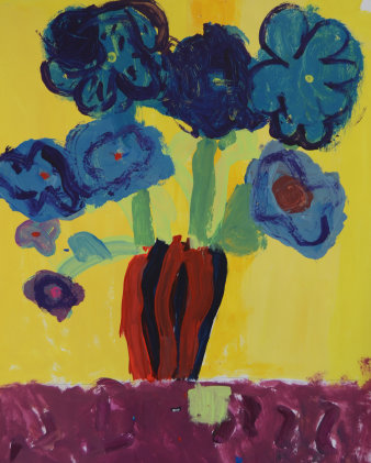 Foto: Kunstinteressierte Kinder und Jugendliche der Kunst- und Designschule Imago ließen sich von Hans Purrmanns Farben und Formen inspirieren © Kunst- und Designschule Imago e.V. Bunter Blumenstrauß.