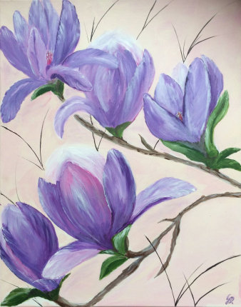 Acrylgemälde einer lilafarbenen Blüte