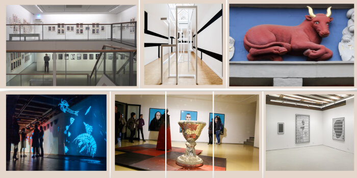 6 Bilder werden zu einer Collage: alles sind Beispiele von Galerien in Erfurt