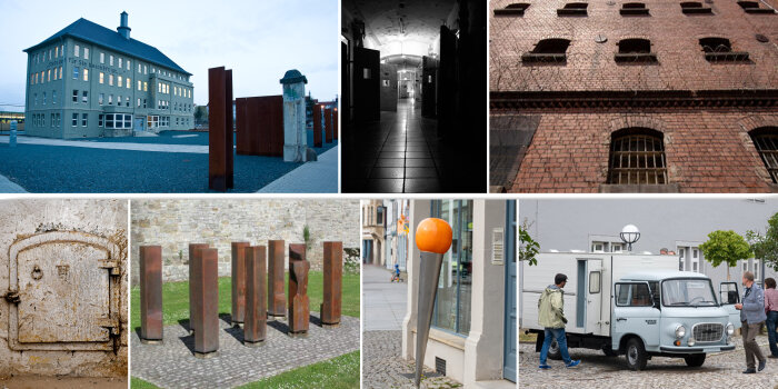 7 Bilder werden zu einer Collage: alles sind Orte des Gedenkens und Nachdenkens in Erfurt