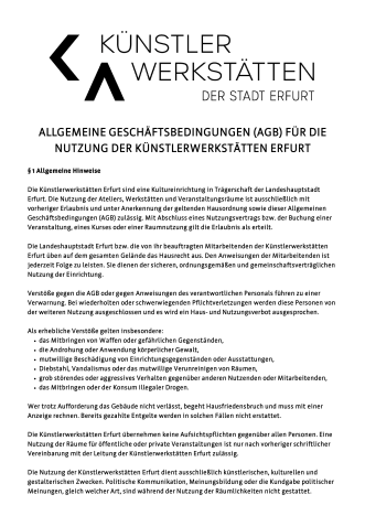 Allgemeine Geschäftsbedingungen der Künstlerwerkstätten