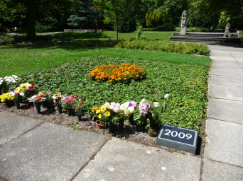 Blumengeschmückte Fläche mit Eckstein 2009