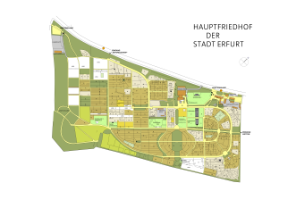Karte mit Darstellung der Flächen auf dem Hauptfriedhof Erfurt