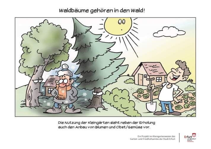 Grafische Darstellung: Waldbäume gehören in den Wald