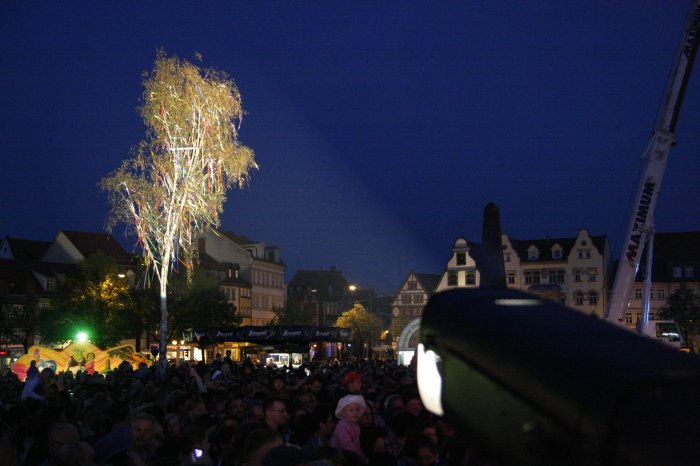 Maibaumfest Maibaum auf dem Erfurter Domplatz