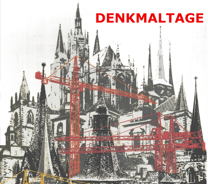 Denkmalplakat 1993 Plakat der Denkmaltage 1993, erfordia turrita - türmereiches Erfurt mit Kränen