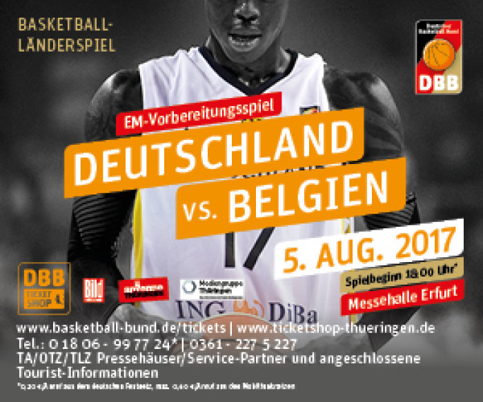 Grafik zum Basketball-Länderspiel Alle Informationen zum Basketball-Länderspiel am 5. August stehen auf dem Plakat.