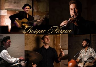 Bild: Bosque Mágico © Bosque Mágico fünf Musiker als Porträts auf fünf Einzelbildern als Bildmontage