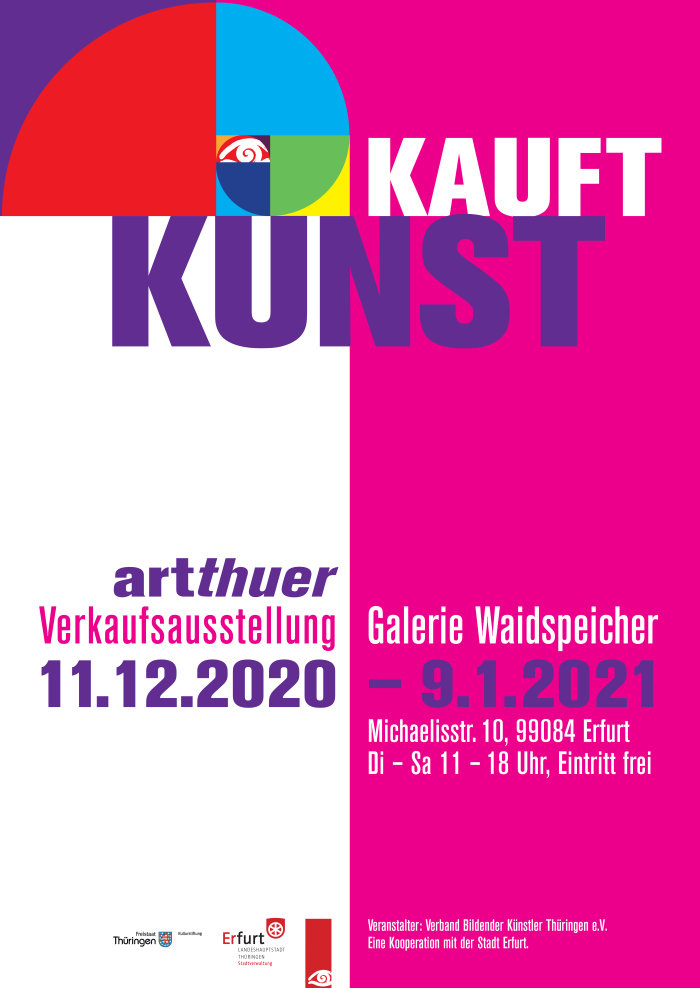 Kauft Kunst Plakatmotiv (Schriftplakat) der Verkaufsausstellung von artthuer